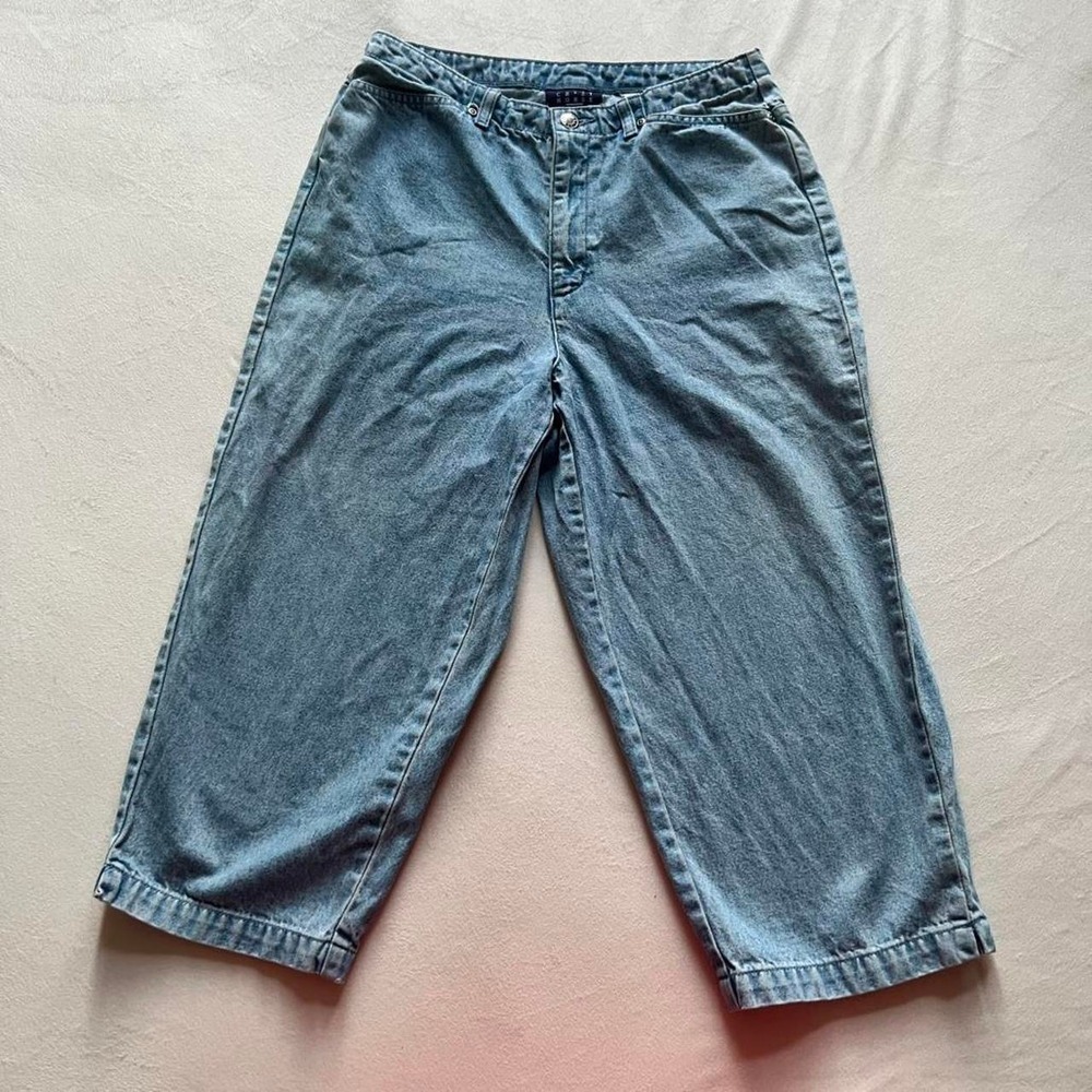 Liz Claiborne Blue Capri Denim Vintage Wide Leg Summer Luxury Coastal Beach
